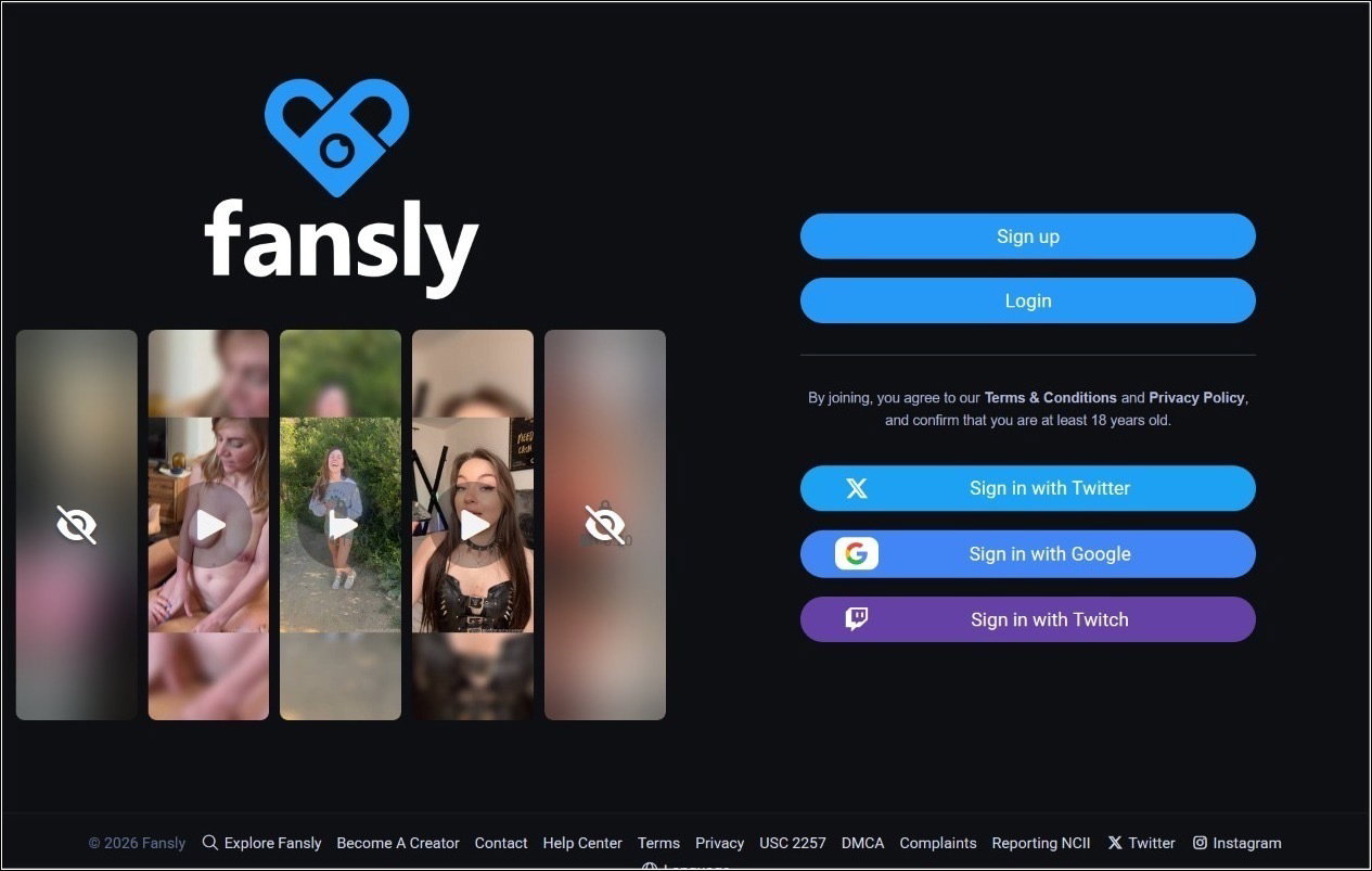 Fansly login page