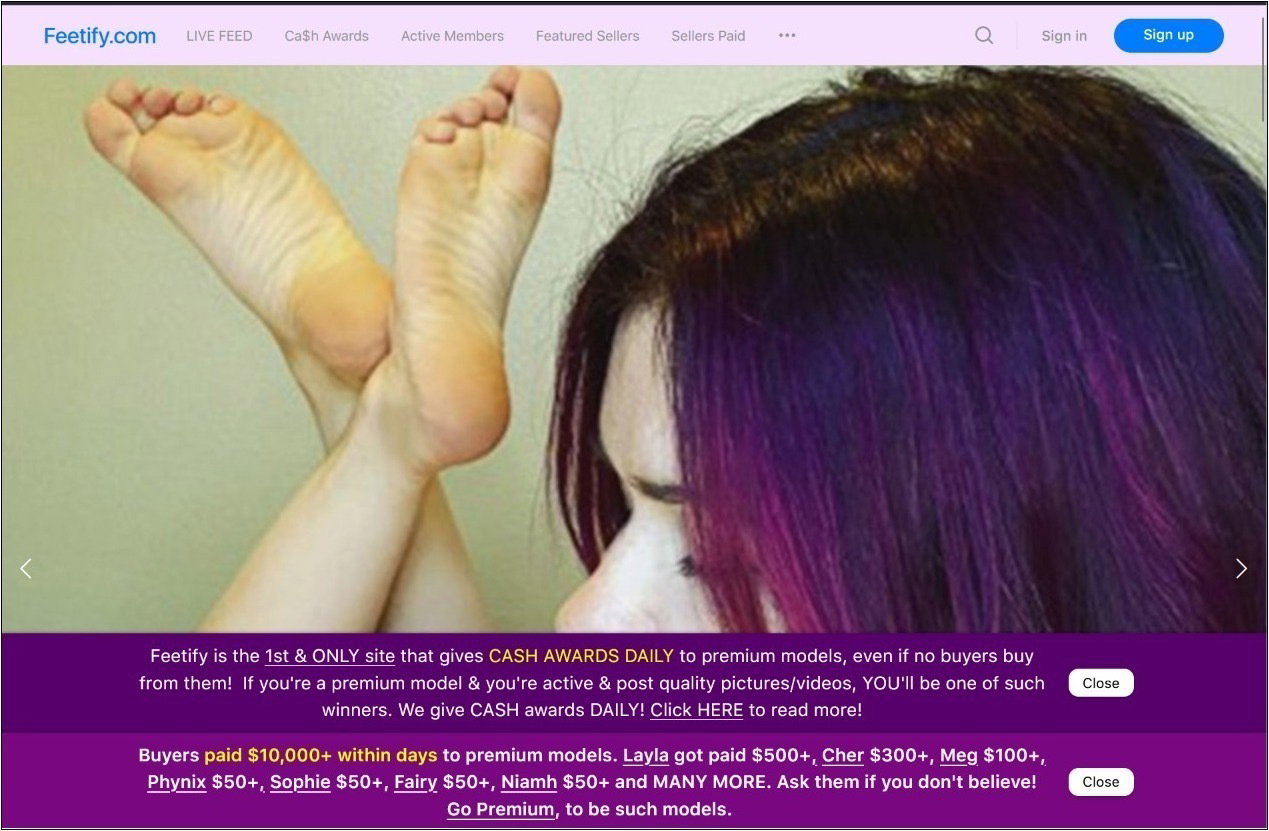 Feetify home page