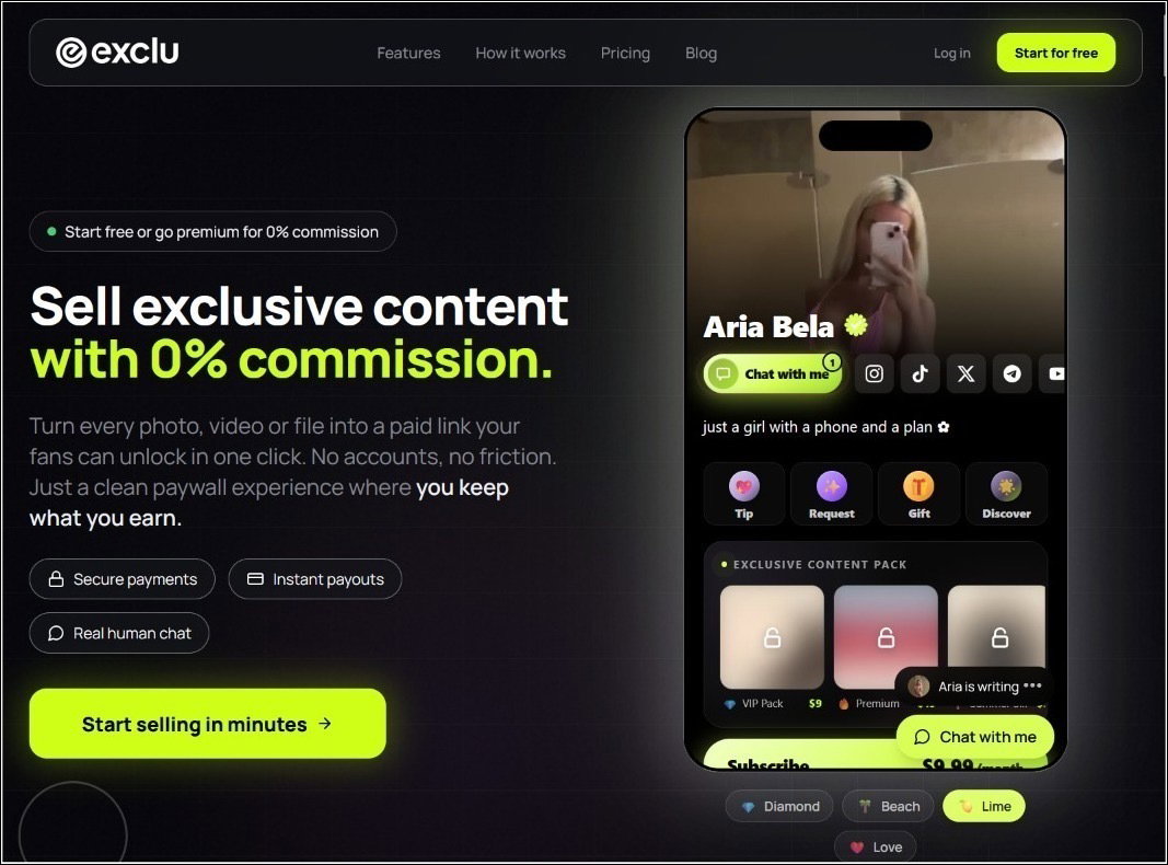 Exclu login page