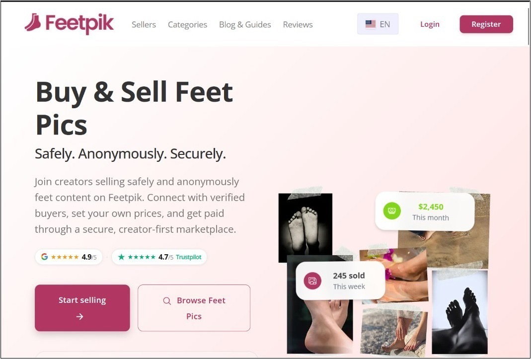 Feetpik login page