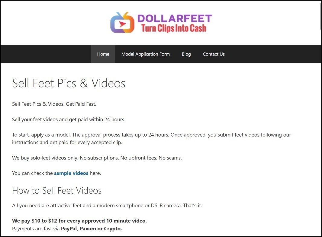 Dollar Feet home page